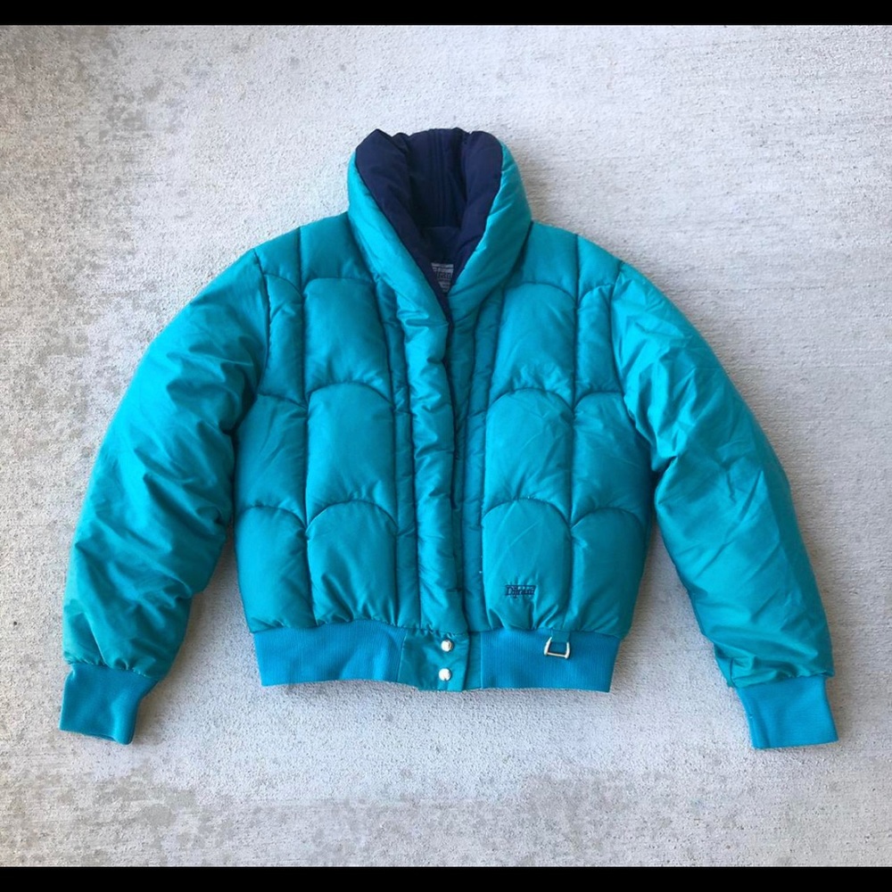 Teal vintage 70s/80s puffer jacket